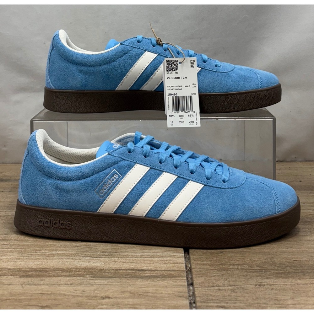 Adidas VL Court 2.0 Mens Size 11 Blue Suede Sneakers‎ Casual Shoes New